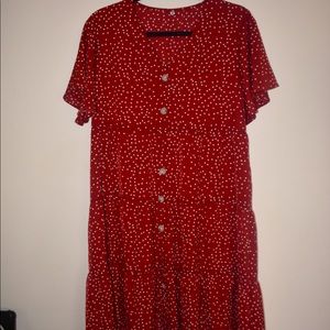 Red polka dot  Red midi dress
